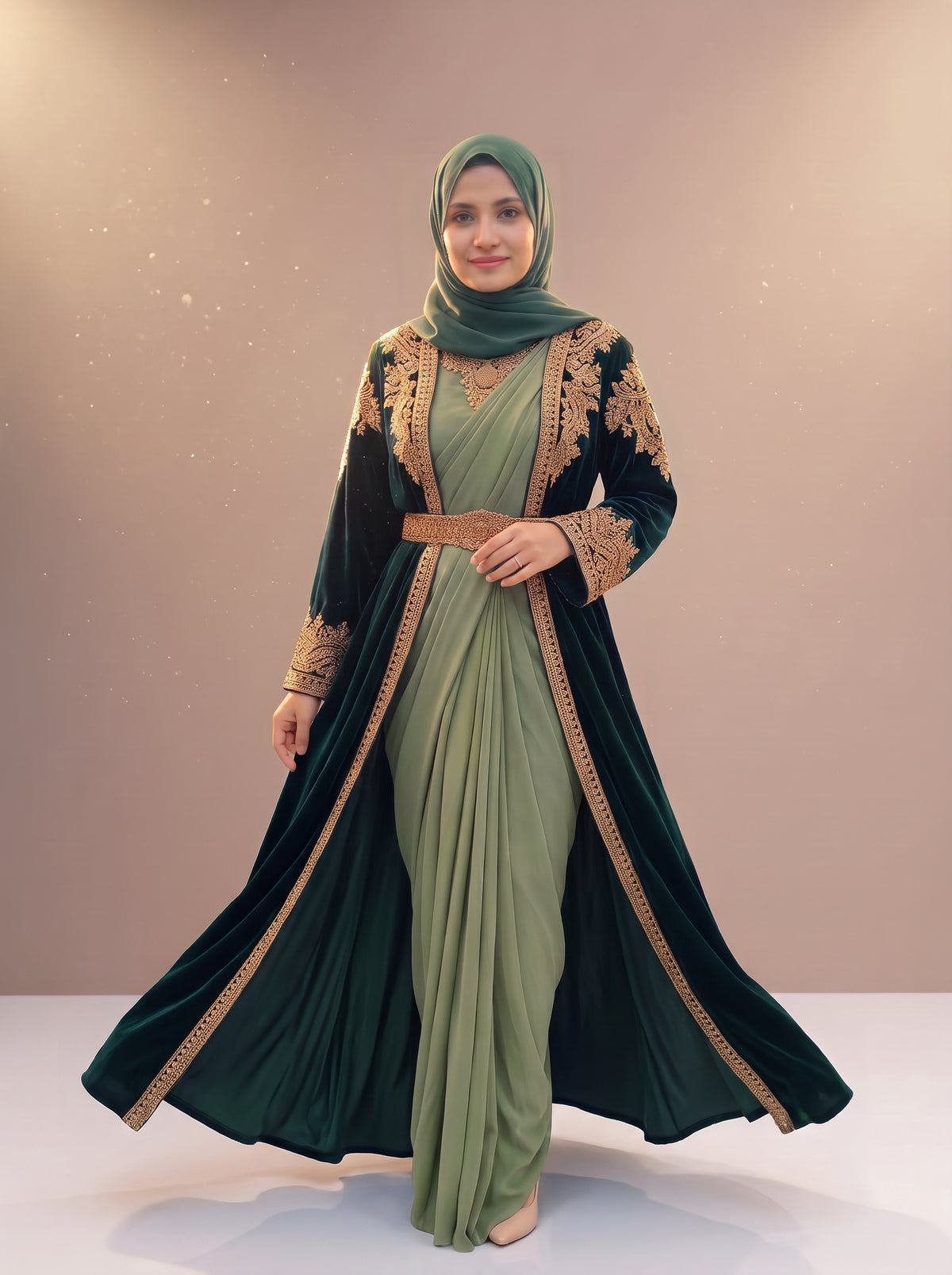 EMERALD MIST – Abaya-Saree Fusion