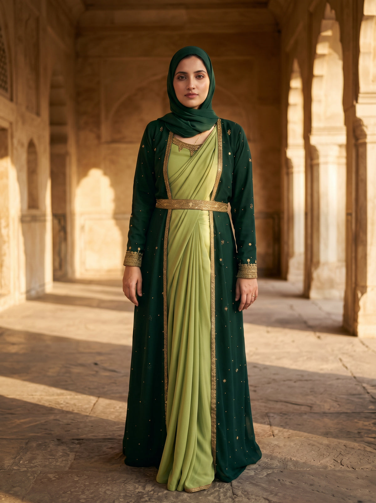 EMERALD MIST – Abaya-Saree Fusion