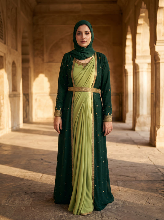 EMERALD MIST – Abaya-Saree Fusion