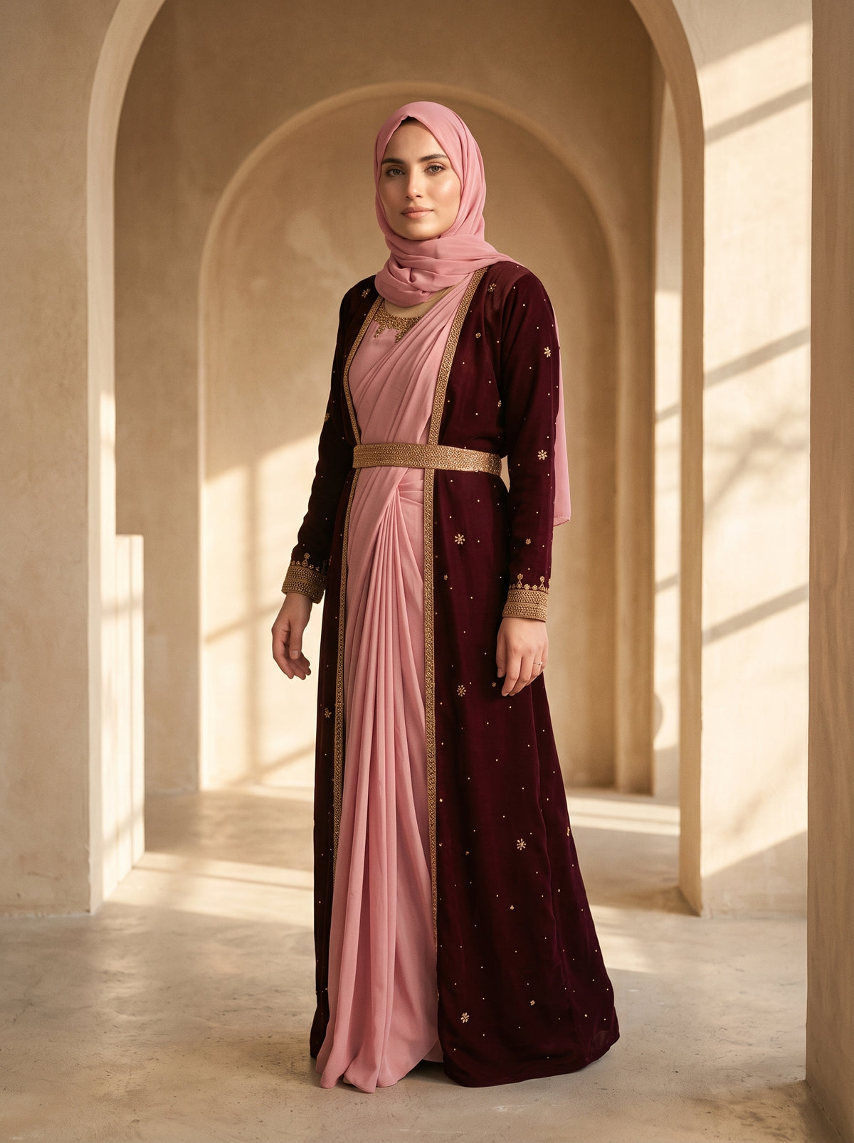 ROSE MIST – Abaya-Saree Fusion