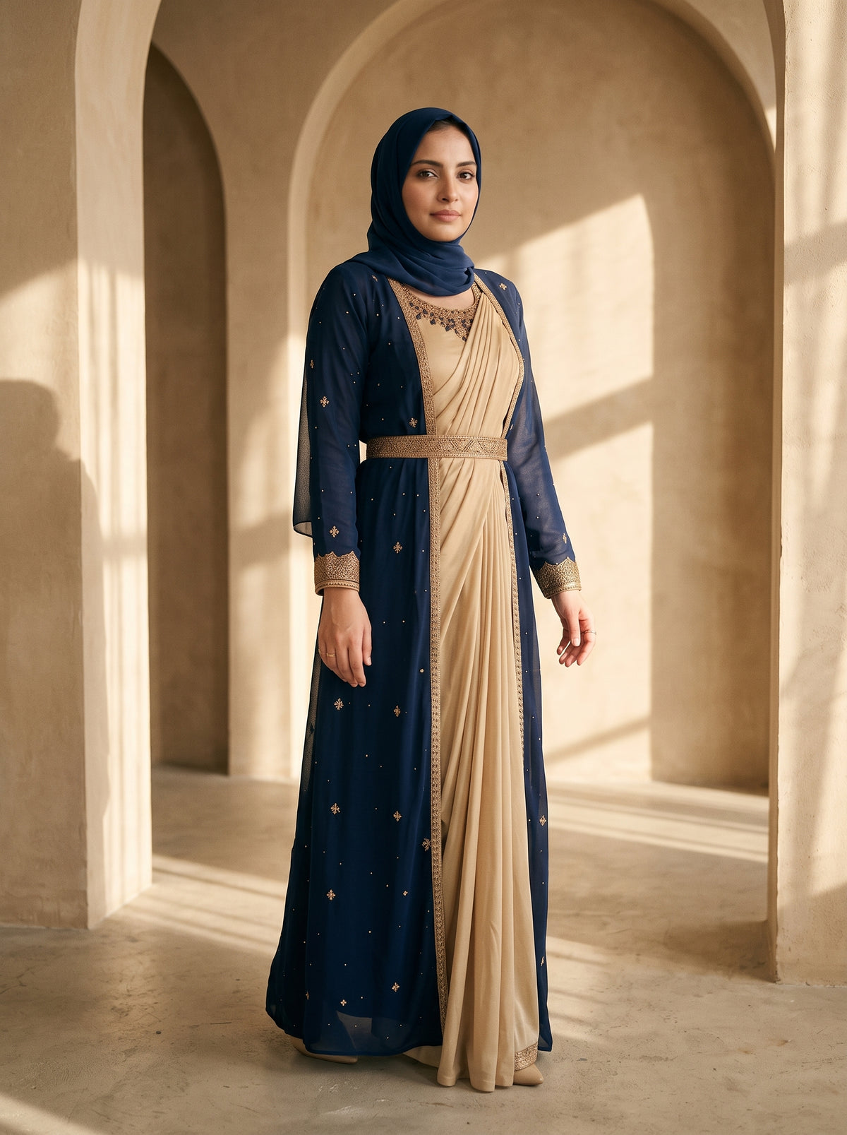 MIDNIGHT GOLD – Abaya-Saree Fusion
